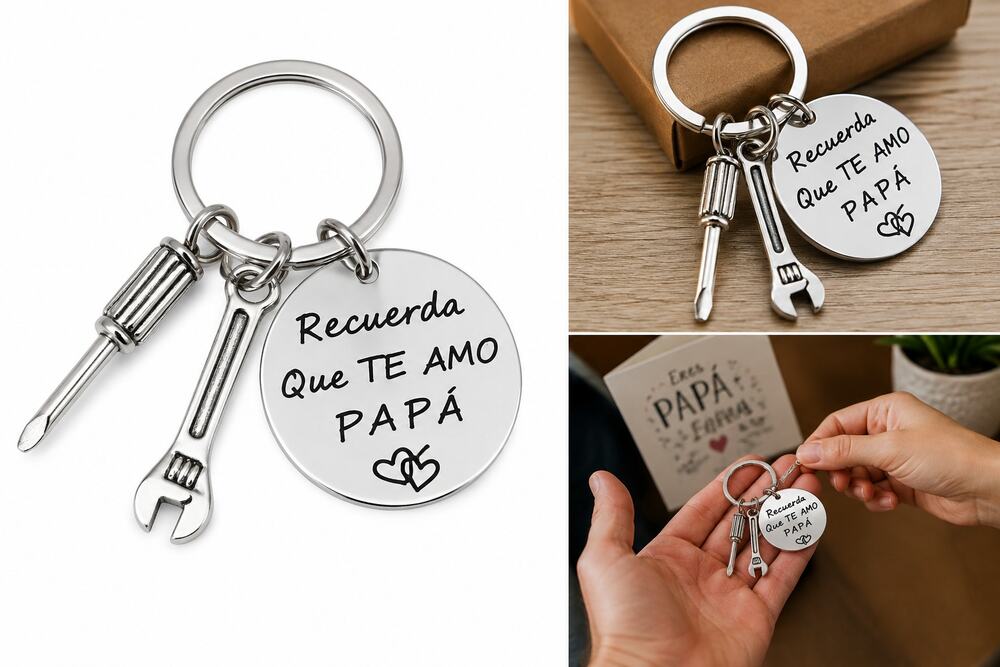 “Recuerda Que Te Amo Papá” Tool Charm Keychain